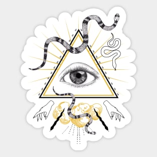 All seeing eye with snakes Sticker